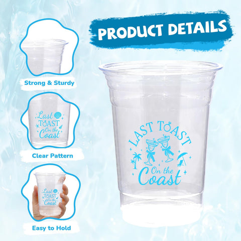 100 Pcs 16 oz Last Toast on the Coast Plastic Cups