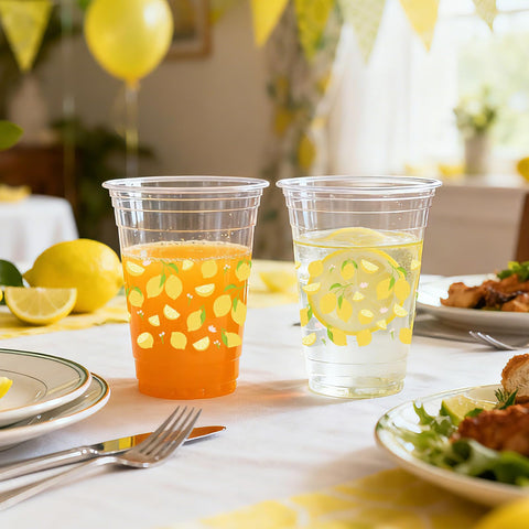 100 Pcs 16 oz Lemon Plastic Cups - Grencian