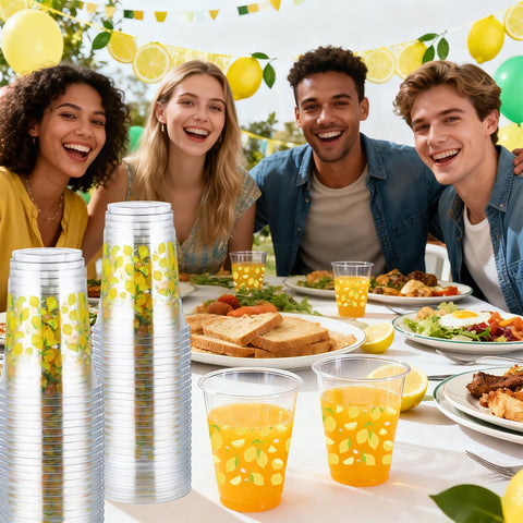 100 Pcs 16 oz Lemon Plastic Cups - Grencian