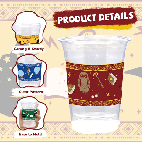 100 Pcs 16 oz Magical Wizard Plastic Cups - Grencian