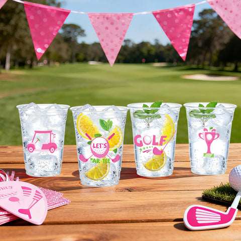 100 Pcs 16 oz Pink Golf Ball Plastic Cups