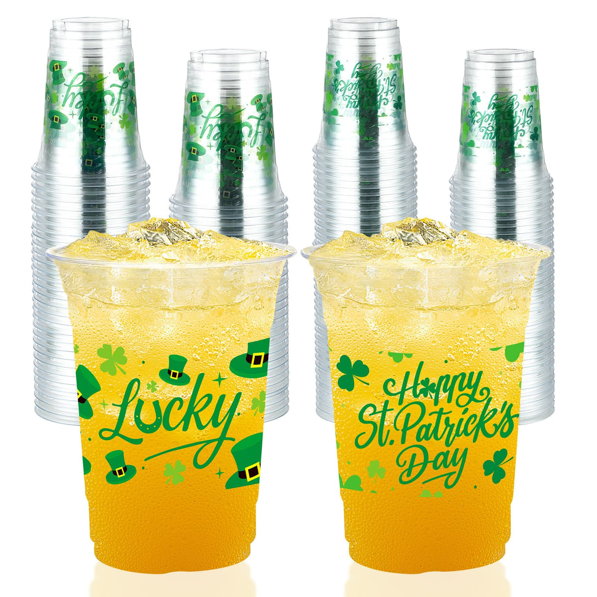 100 Pcs 16 oz St Patrick's Day Plastic Cups - Grencian