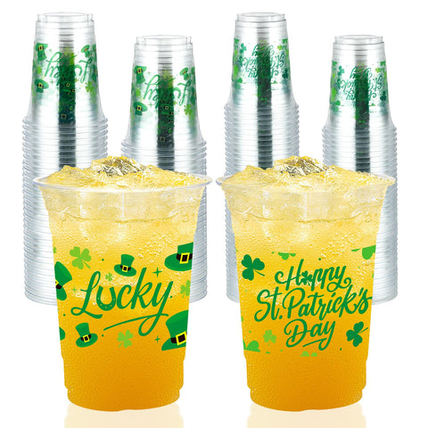 100 Pcs 16 oz St Patrick's Day Plastic Cups - Grencian