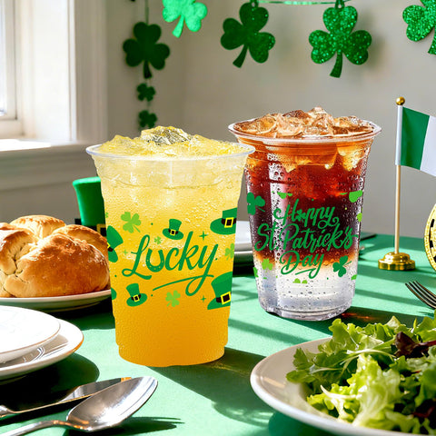 100 Pcs 16 oz St Patrick's Day Plastic Cups - Grencian