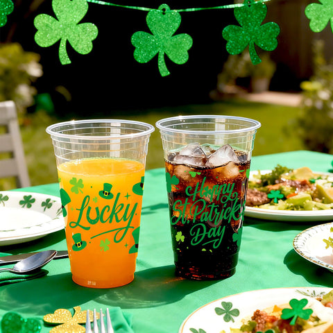 100 Pcs 16 oz St Patrick's Day Plastic Cups - Grencian
