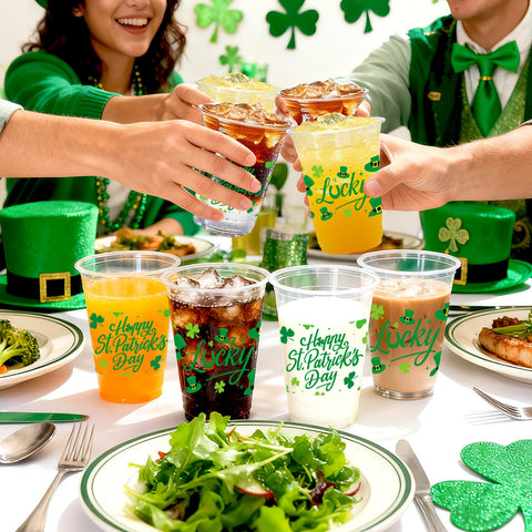 100 Pcs 16 oz St Patrick's Day Plastic Cups - Grencian