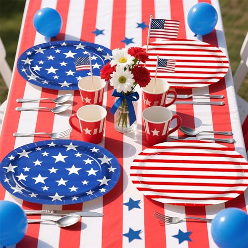 100 Pcs 4th of July Oval Party Paper Plates - Grencian