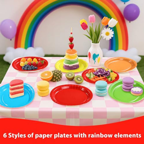 100 Pcs 5 Classic Colors Oval Party Paper Plates - Grencian