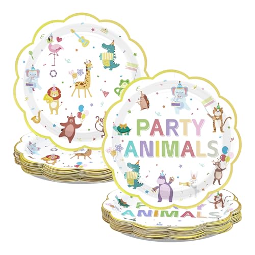 100 Pcs 9" and 7" Carnival Party Scalloped Paper Plates - Grencian