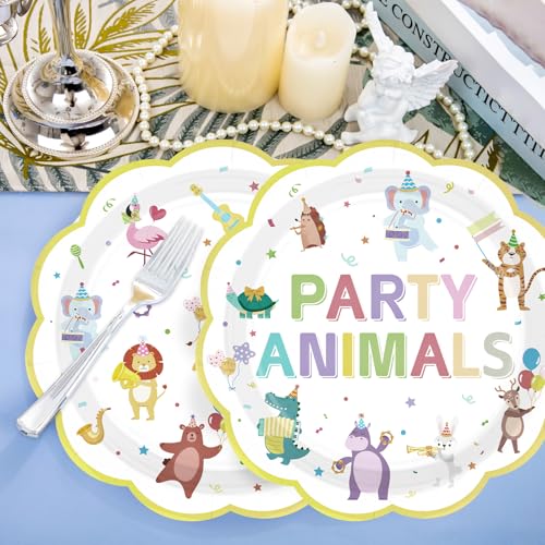 100 Pcs 9" and 7" Carnival Party Scalloped Paper Plates - Grencian