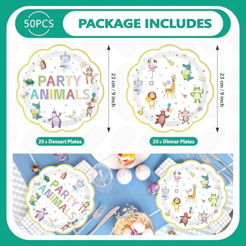 100 Pcs 9" and 7" Carnival Party Scalloped Paper Plates - Grencian