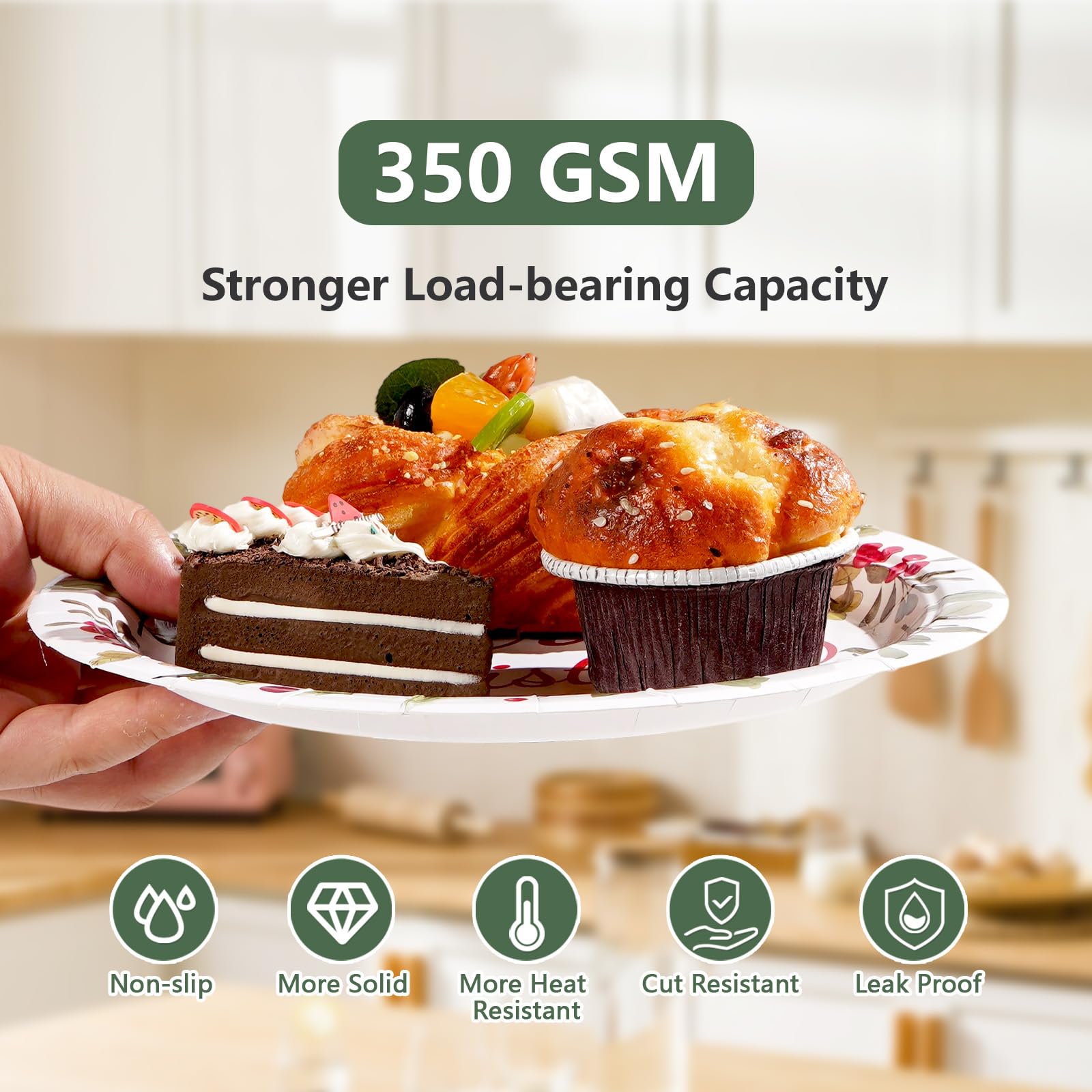 100 Pcs 9" and 7" Christmas Mistletoe Party Paper Plates - Grencian