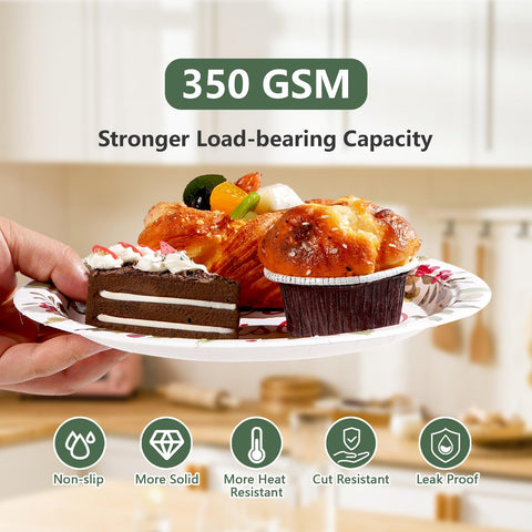 100 Pcs 9" and 7" Christmas Mistletoe Party Paper Plates - Grencian