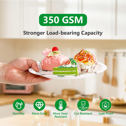 100 Pcs 9" and 7" Christmas Tree Party Paper Plates - Grencian