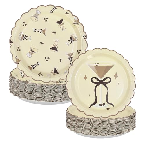 100 Pcs 9" and 7" Martini Party Scalloped Paper Plates - Grencian