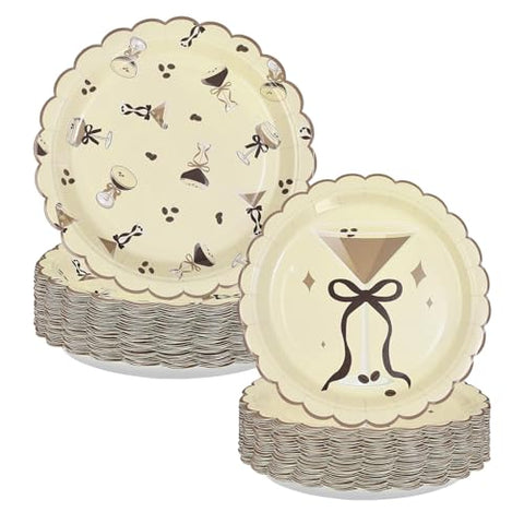 100 Pcs 9" and 7" Martini Party Scalloped Paper Plates - Grencian