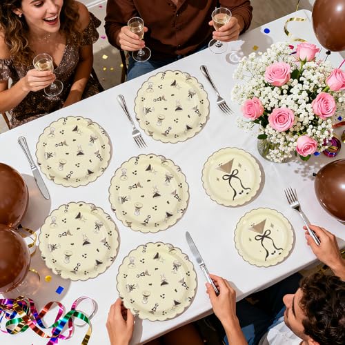 100 Pcs 9" and 7" Martini Party Scalloped Paper Plates - Grencian