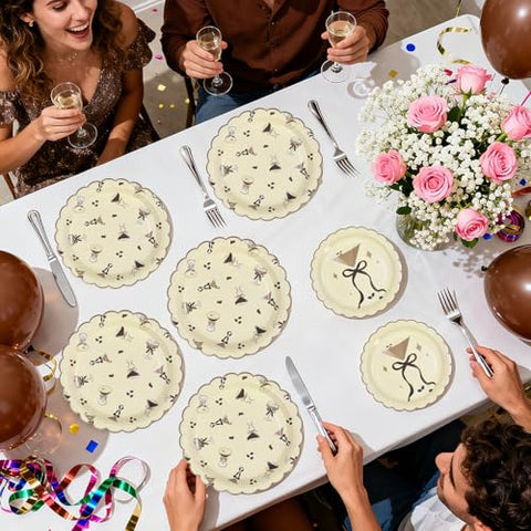 100 Pcs 9" and 7" Martini Party Scalloped Paper Plates - Grencian