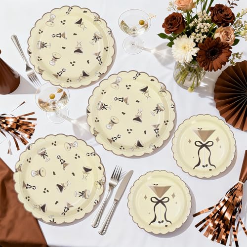 100 Pcs 9" and 7" Martini Party Scalloped Paper Plates - Grencian