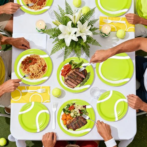 100 Pcs 9" and 7" Tennis Party Paper Plates - Grencian