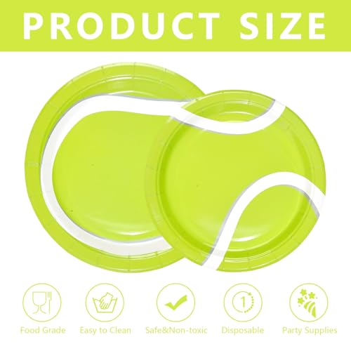 100 Pcs 9" and 7" Tennis Party Paper Plates - Grencian