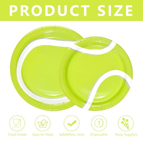 100 Pcs 9" and 7" Tennis Party Paper Plates - Grencian