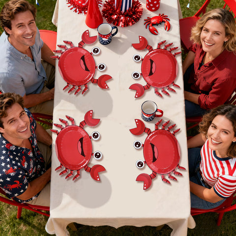 100 Pcs 9-inch Red Crab Party Paper Plates - Grencian