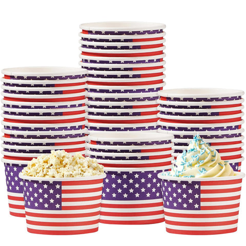 100 Pcs American Flag Ice Cream Snack Cup - Grencian