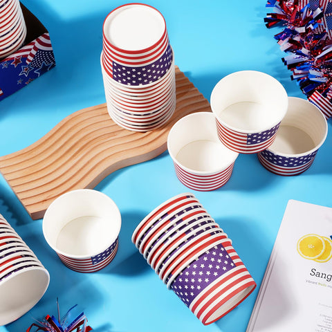100 Pcs American Flag Ice Cream Snack Cup - Grencian