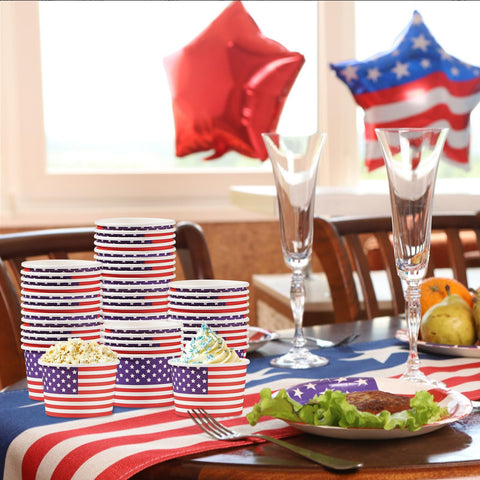 100 Pcs American Flag Ice Cream Snack Cup - Grencian