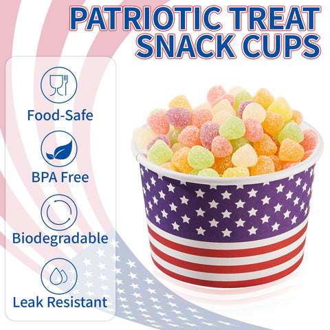 100 Pcs American Flag Ice Cream Snack Cup - Grencian