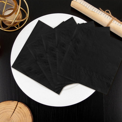 100 Pcs Black Square Party Napkins - Grencian