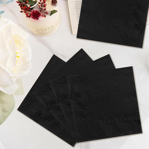 100 Pcs Black Square Party Napkins - Grencian