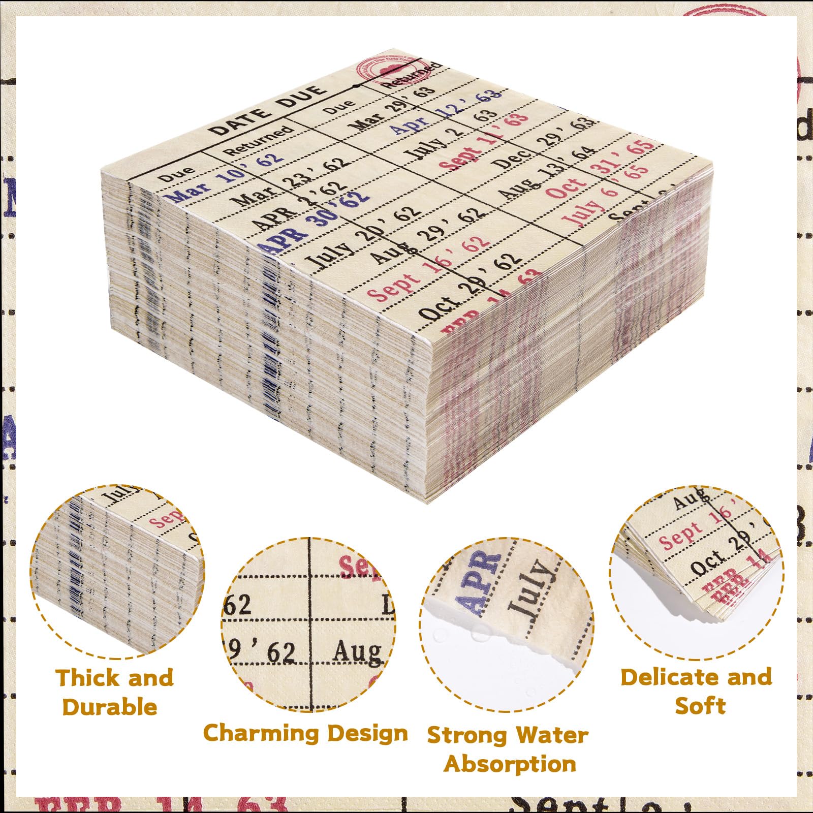 100 Pcs Book Themed Party Napkins - Grencian