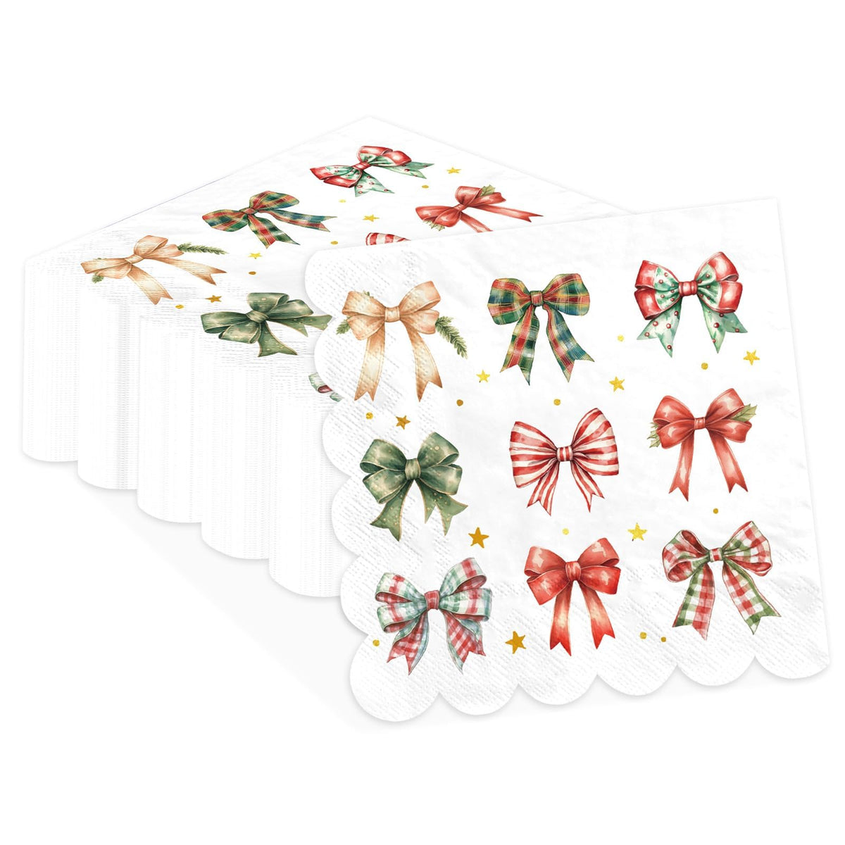 100 Pcs Bow Scalloped Square Party Napkins - Grencian