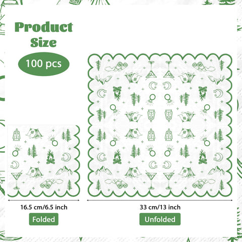 100 Pcs Camp Bachelorette Square Party Napkins