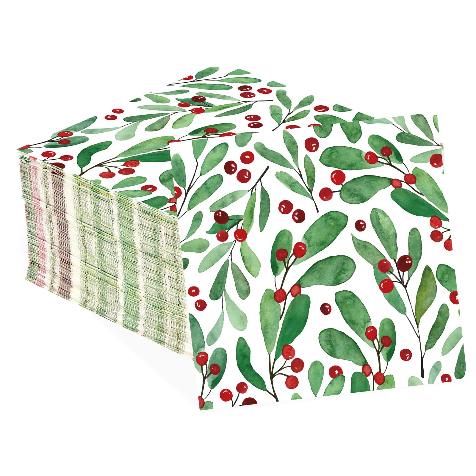 100 Pcs Christmas Mistletoe Square Party Napkins - Grencian