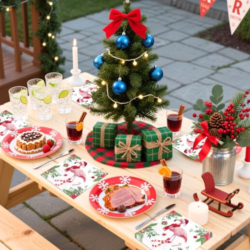 100 Pcs Christmas Pink Flamingo Square Party Napkins - Grencian