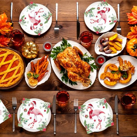 100 Pcs Christmas Pink Flamingo Square Party Napkins - Grencian