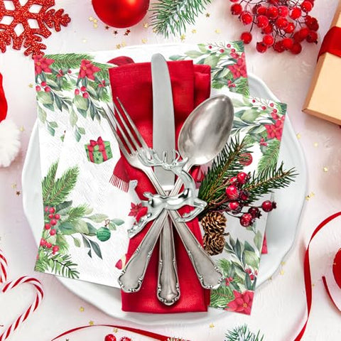 100 Pcs Christmas Pink Flamingo Square Party Napkins - Grencian