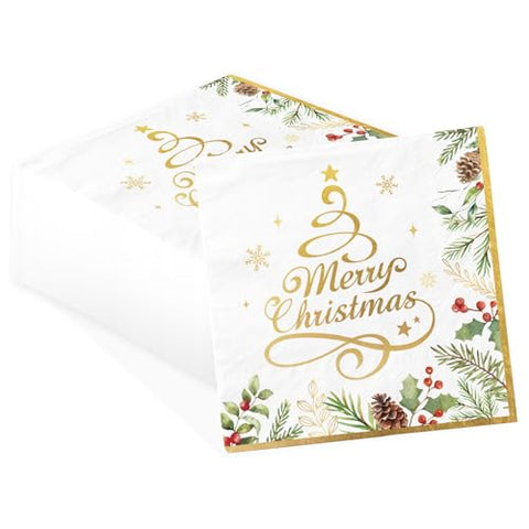 100 Pcs Christmas Tree Square Party Napkins - Grencian
