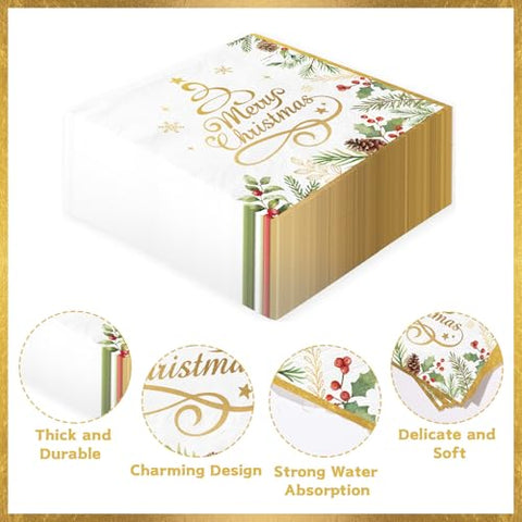 100 Pcs Christmas Tree Square Party Napkins - Grencian