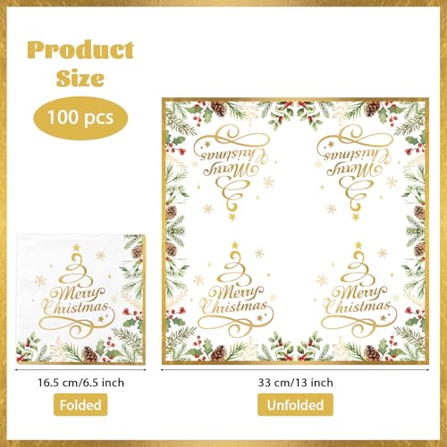 100 Pcs Christmas Tree Square Party Napkins - Grencian
