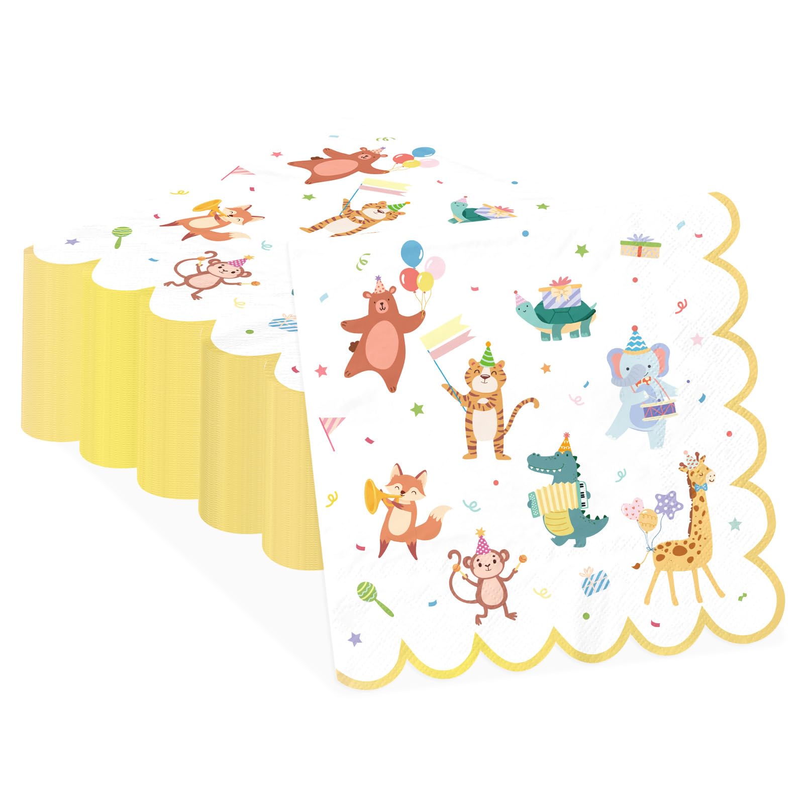 100 Pcs Circus Animal Square Party Napkins - Grencian