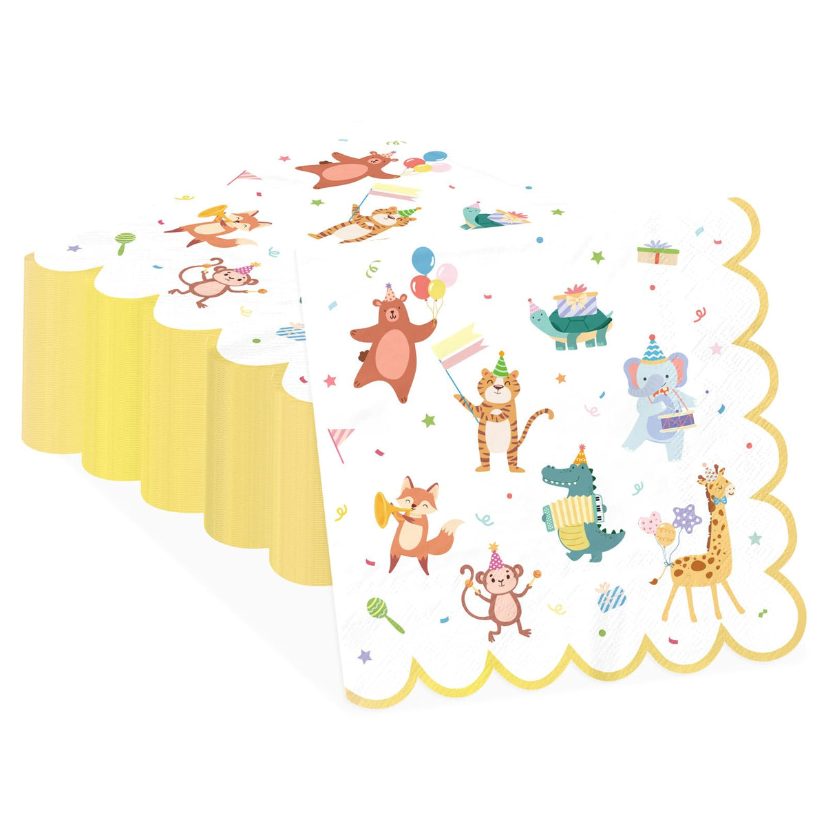 100 Pcs Circus Animal Square Party Napkins - Grencian