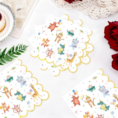 100 Pcs Circus Animal Square Party Napkins - Grencian