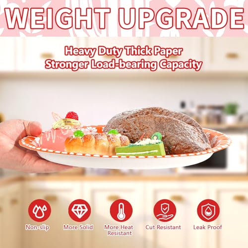 100 Pcs Colorful Mexican Fiesta Oval Party Paper Plates - Grencian