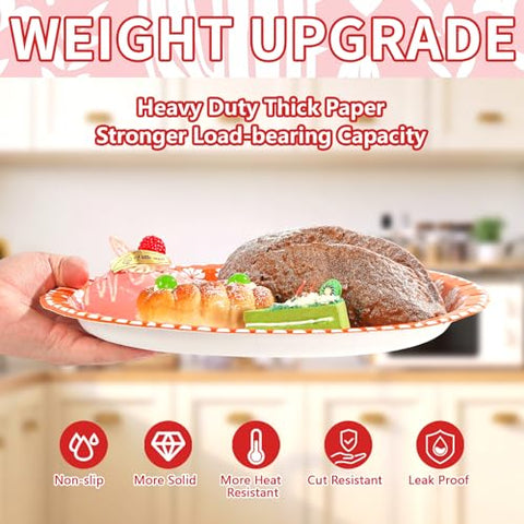 100 Pcs Colorful Mexican Fiesta Oval Party Paper Plates - Grencian