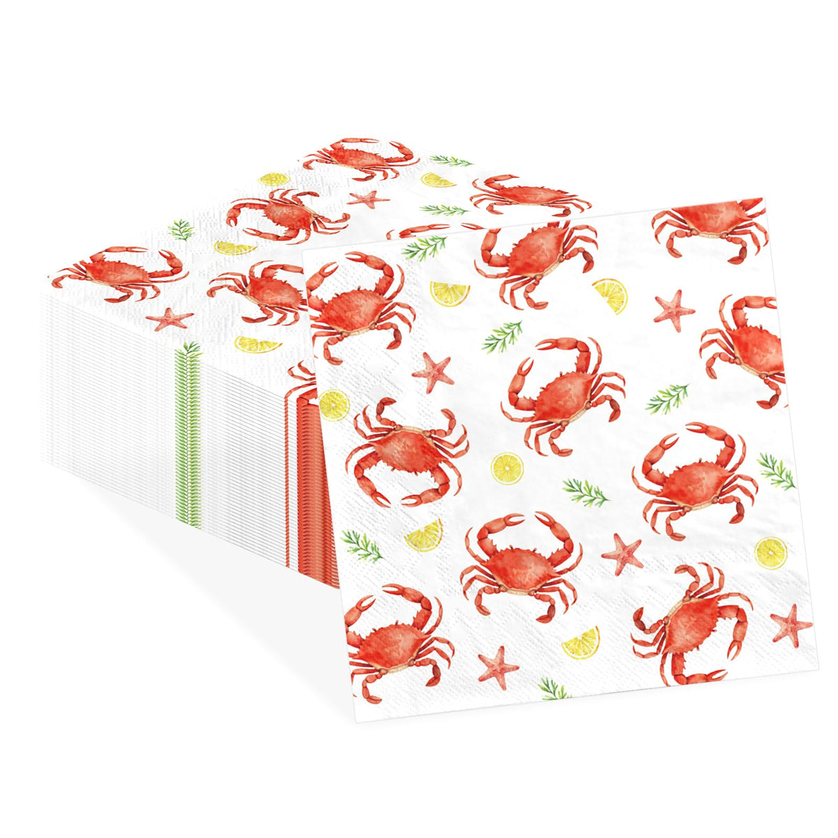 100 Pcs Crab Square Party Napkins - Grencian