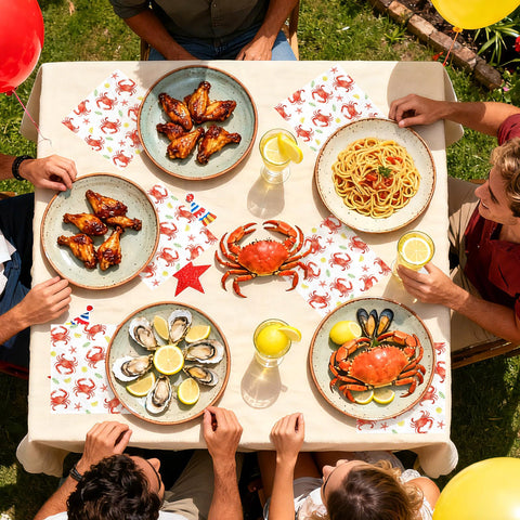 100 Pcs Crab Square Party Napkins - Grencian